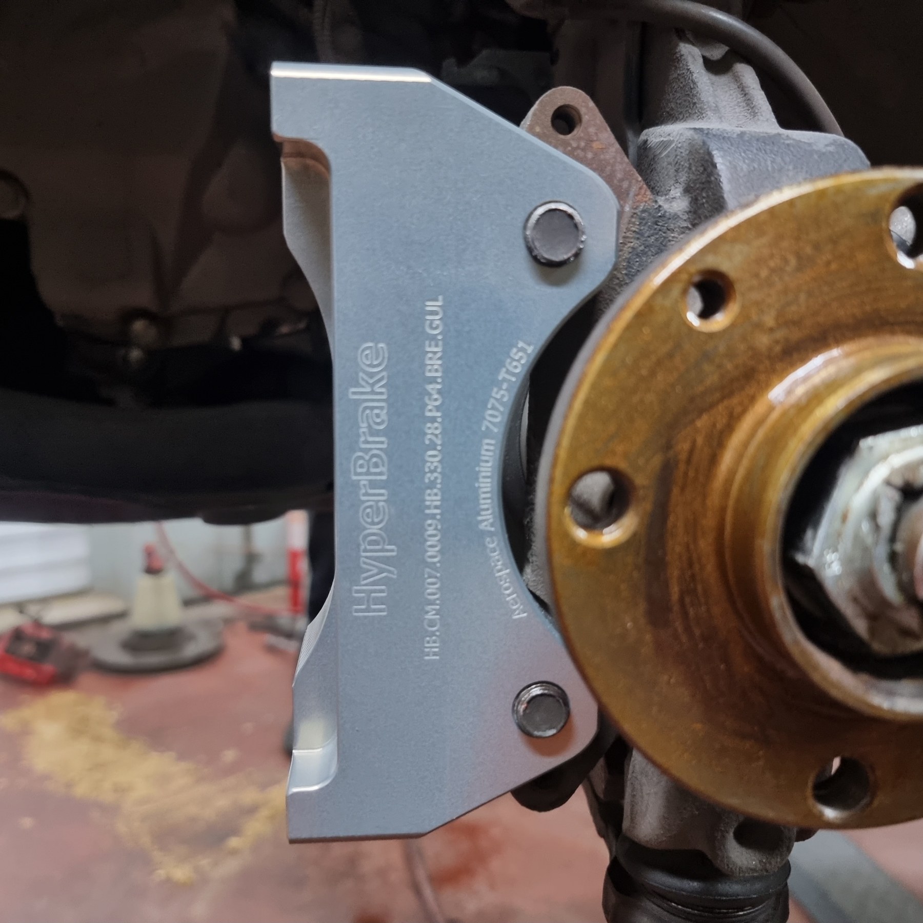 HyperBrake Motorsport Front 4pot Big Brake Kit without calipers for Fiat Bravo II  for Brembo calipers from Alfa Romeo Giulia Veloce and 2-Piece Full Floating Brake Rotors 330x28mm - Image 2